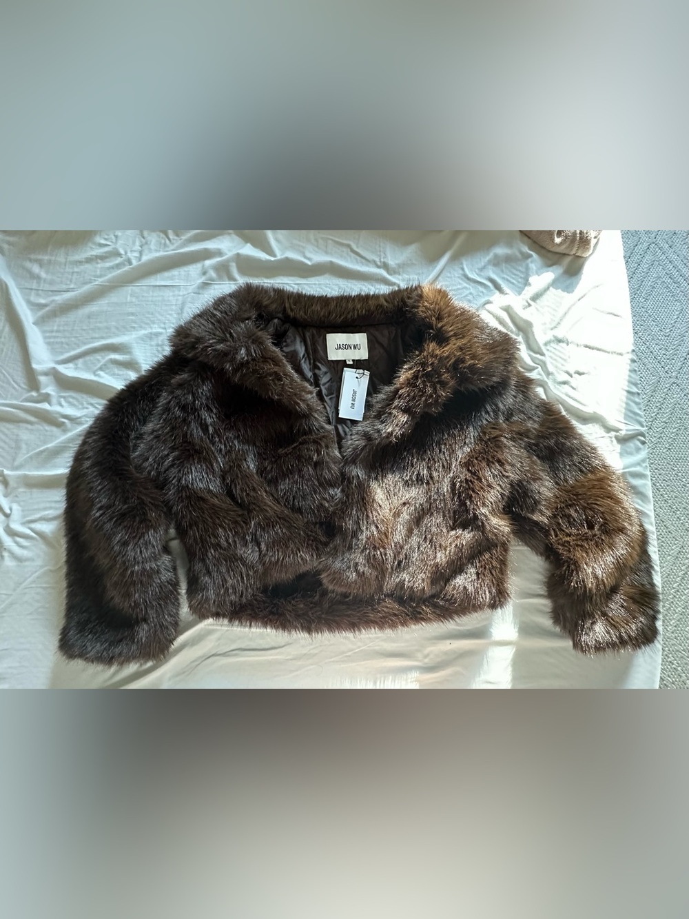 Jason Wu Dark Brown Faux Fur Cropped Jacket